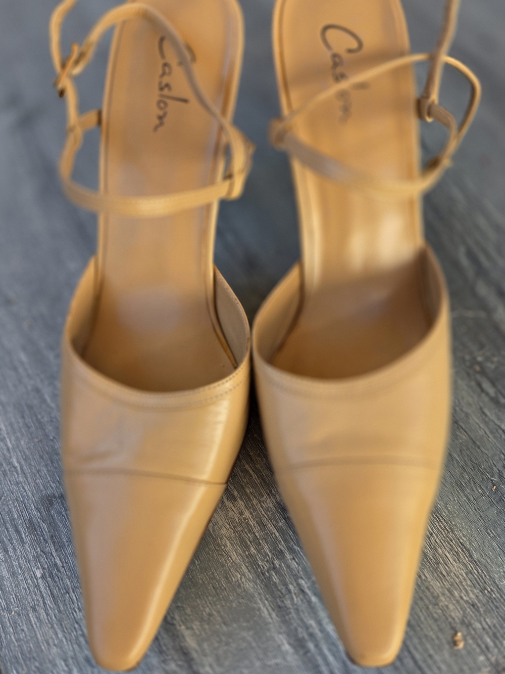 Caslon Tan Pointed Toe Ankle Strap Pumps